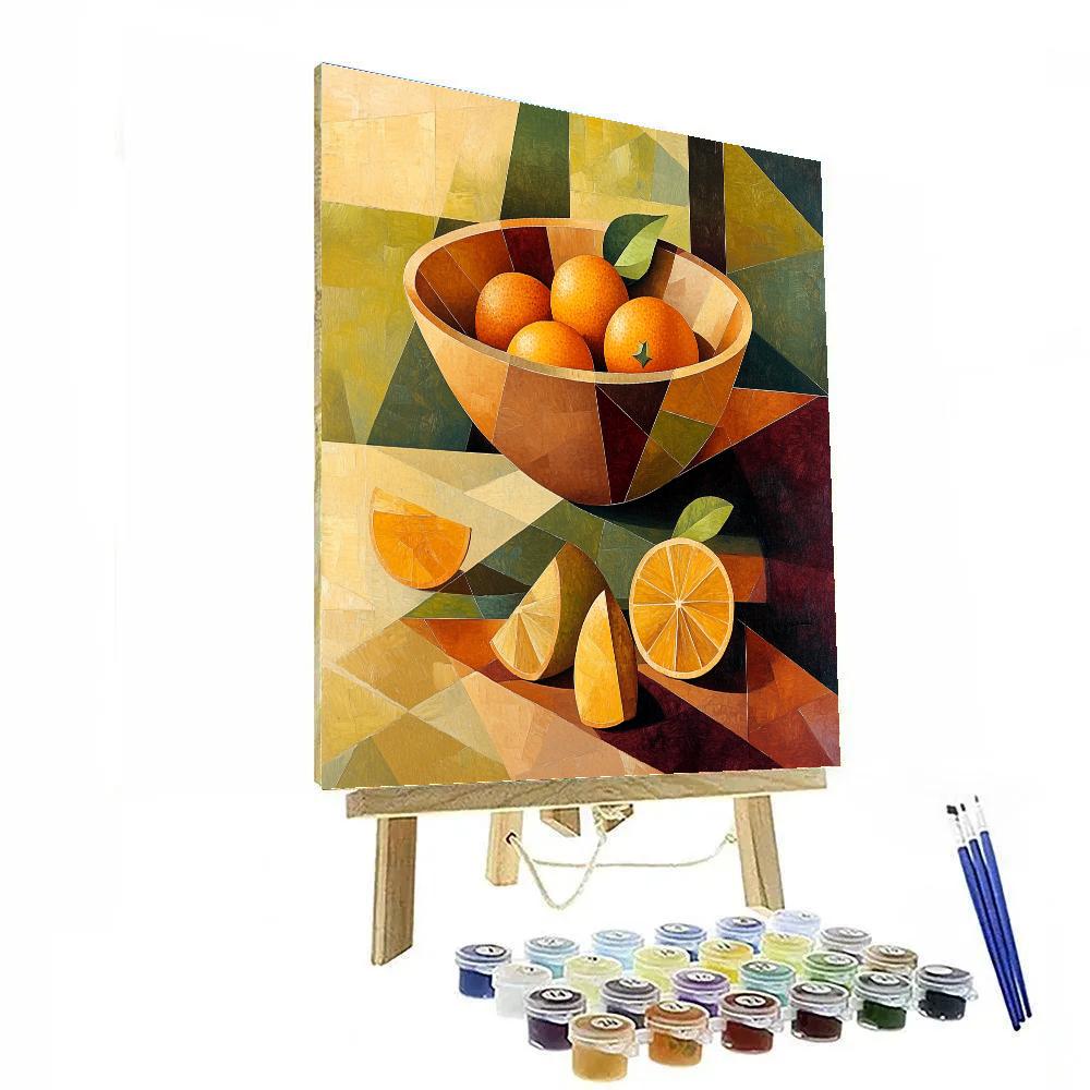 Pablo Picasso Inspired Fractured Still Life With Citrus And Earthen Bowl Painting by numbers kit