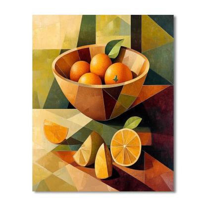 Pablo Picasso Inspired Fractured Still Life With Citrus And Earthen Bowl Painting by numbers kit