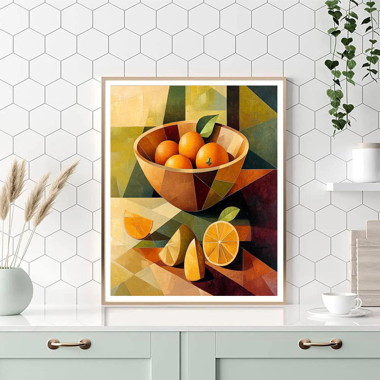 Pablo Picasso Inspired Fractured Still Life With Citrus And Earthen Bowl Painting by numbers kit