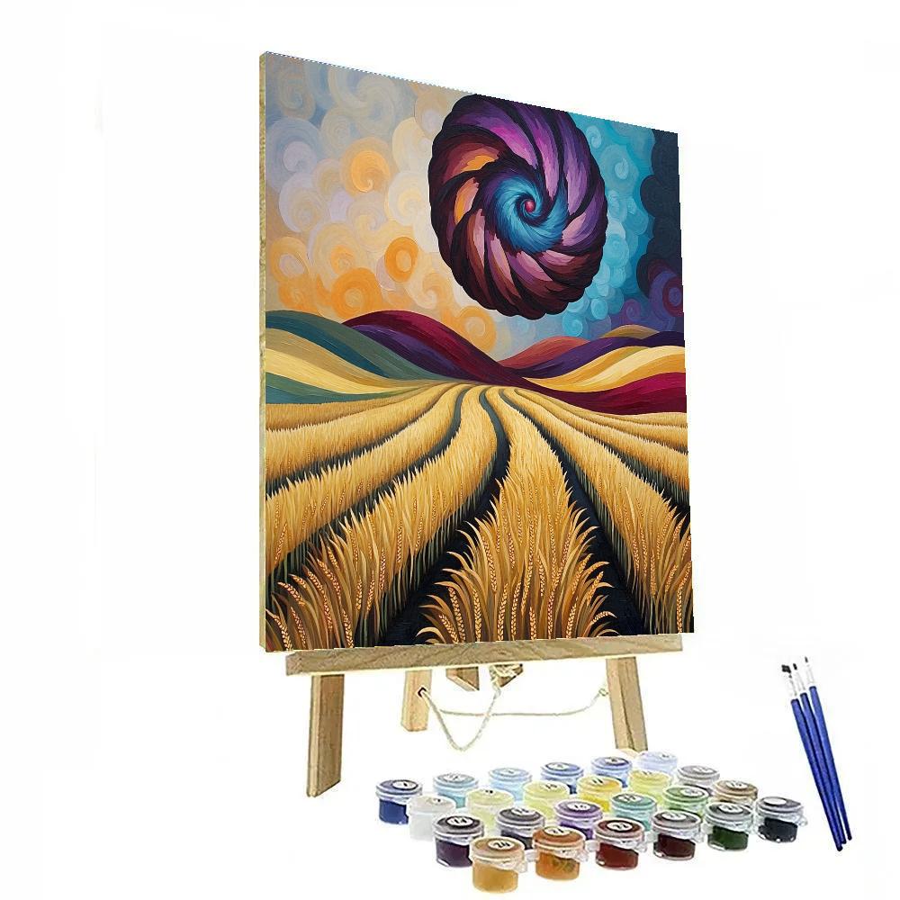 Edvard Munch Inspired Wheat Field Under Spiral Storm Numbered painting kits