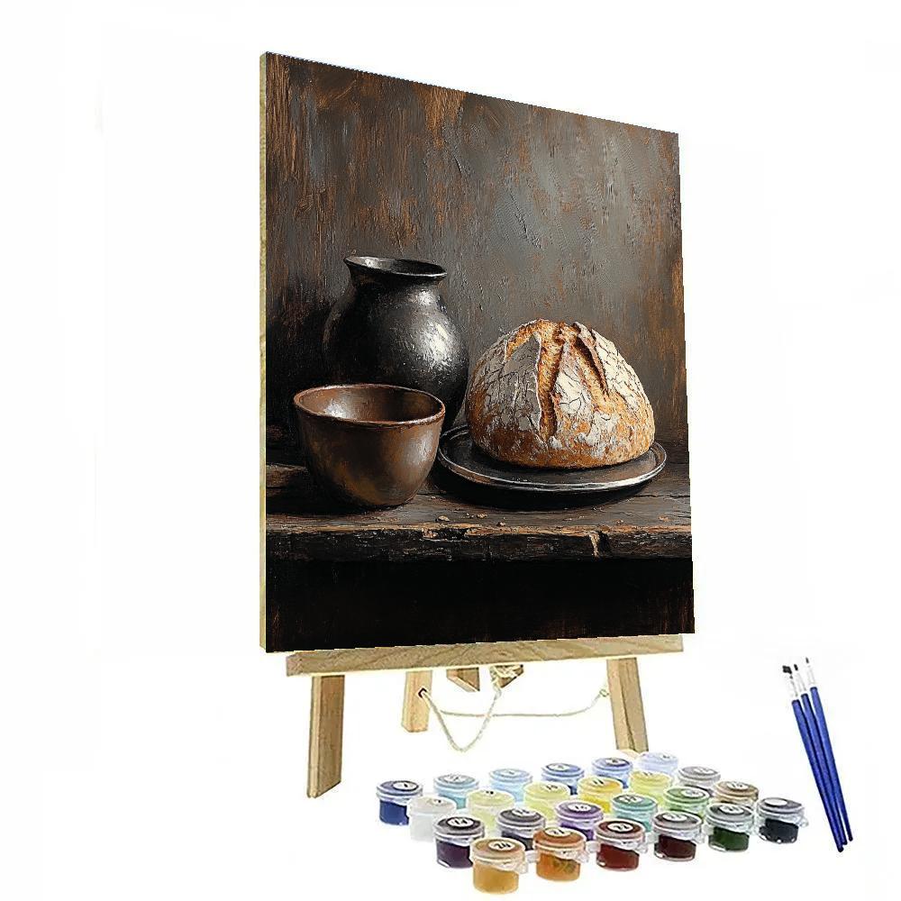 Diego Velázquez Inspired Bread Wine And Pewter Stillness paint by number