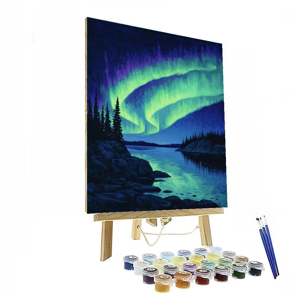 Frederick Varley Inspired Aurora Drift Over Granite Bay Paint by numbers kits