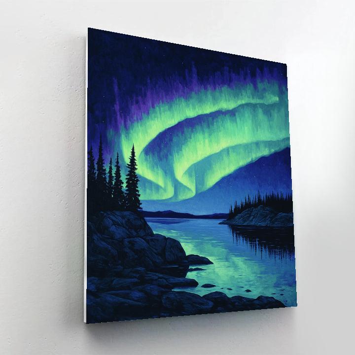 Frederick Varley Inspired Aurora Drift Over Granite Bay Paint by numbers kits