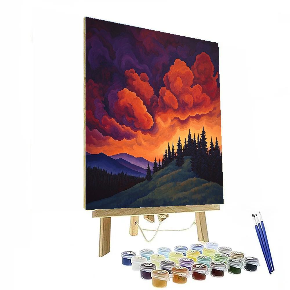 Frederick Varley Inspired Crimson Storm Over Spruce Ridge Paint by numbers art