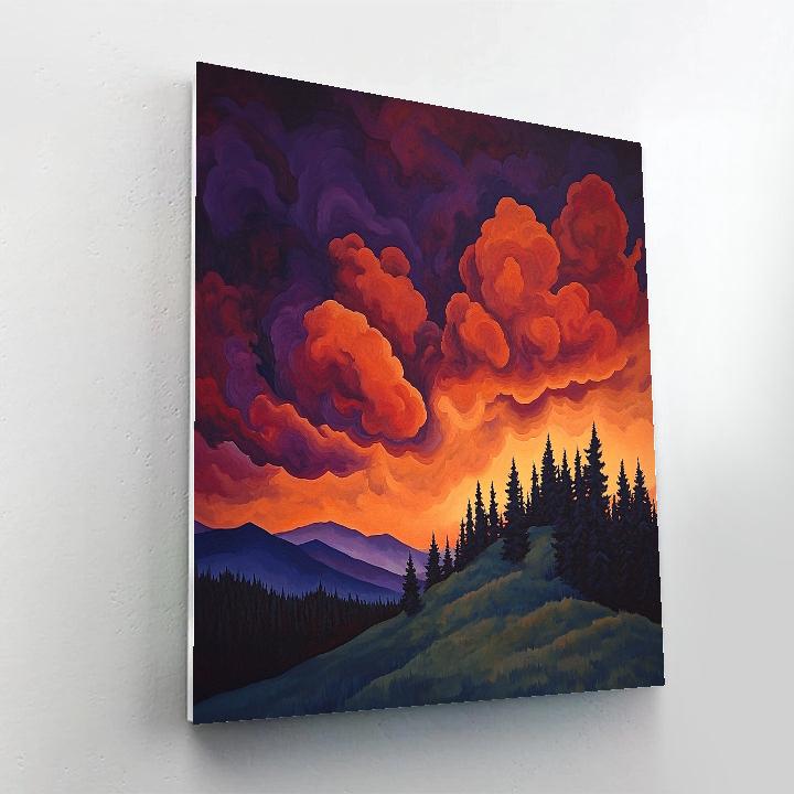 Frederick Varley Inspired Crimson Storm Over Spruce Ridge Paint by numbers art