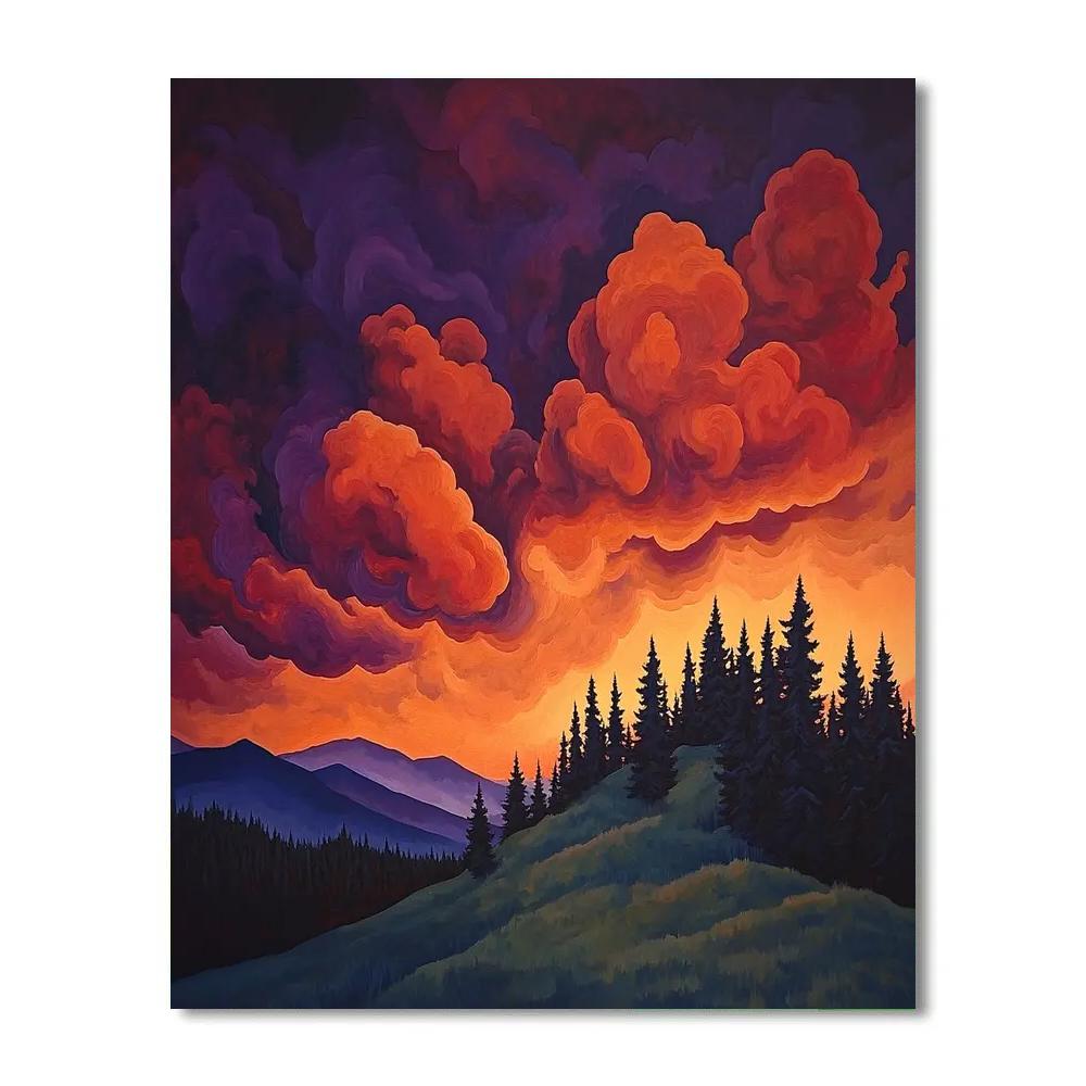 Frederick Varley Inspired Crimson Storm Over Spruce Ridge Paint by numbers art