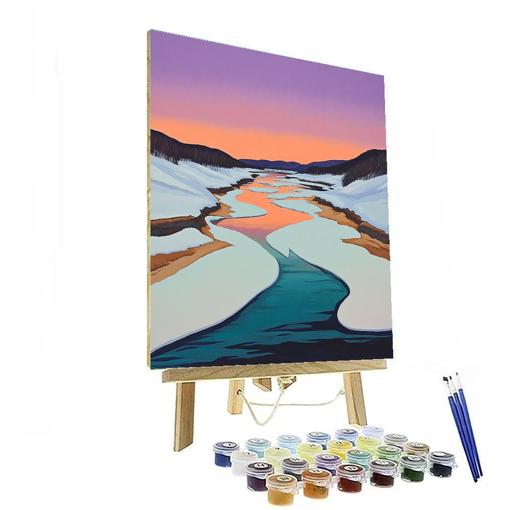 Frederick Varley Inspired Violet Dusk On Melting River Paint by numbers art