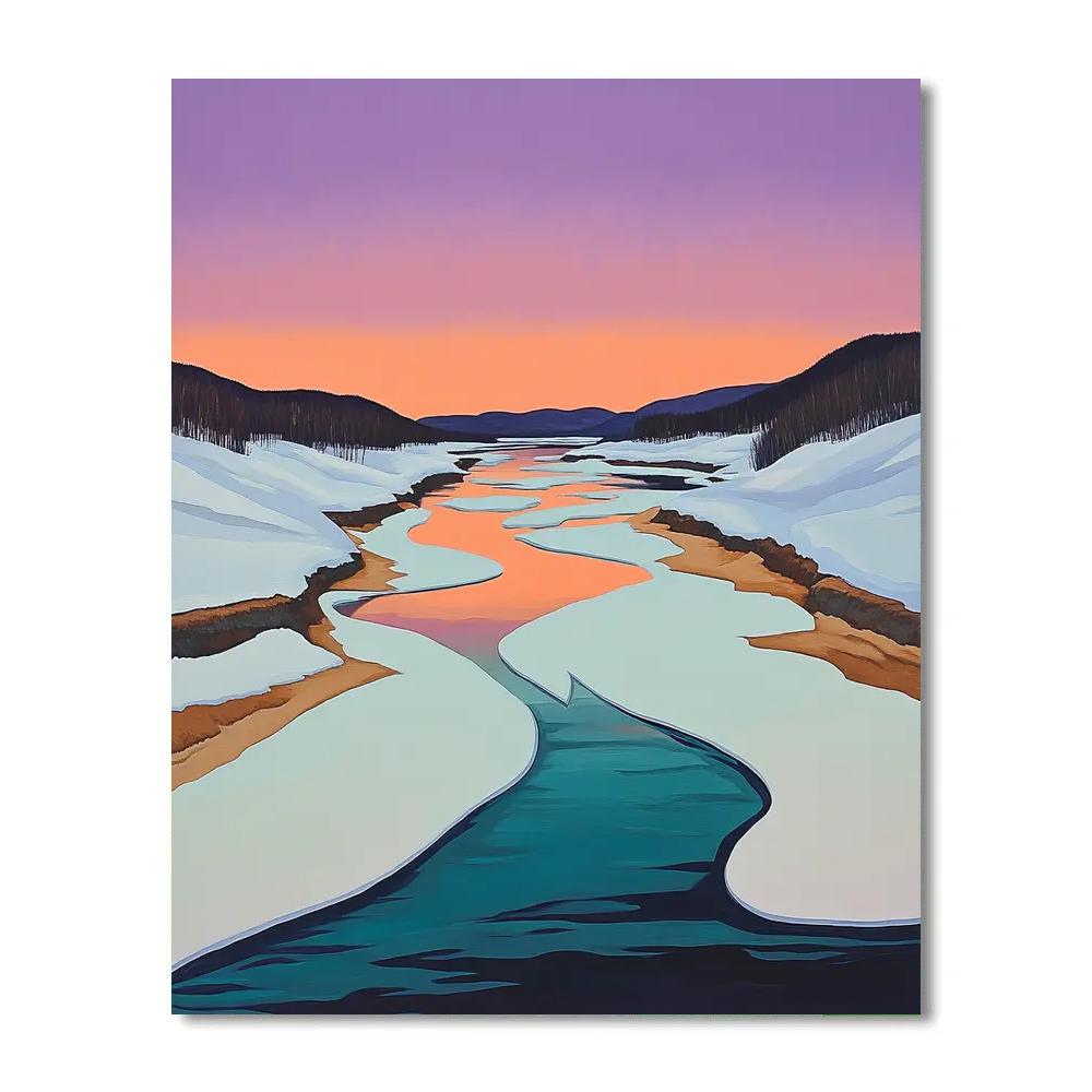 Frederick Varley Inspired Violet Dusk On Melting River Paint by numbers art