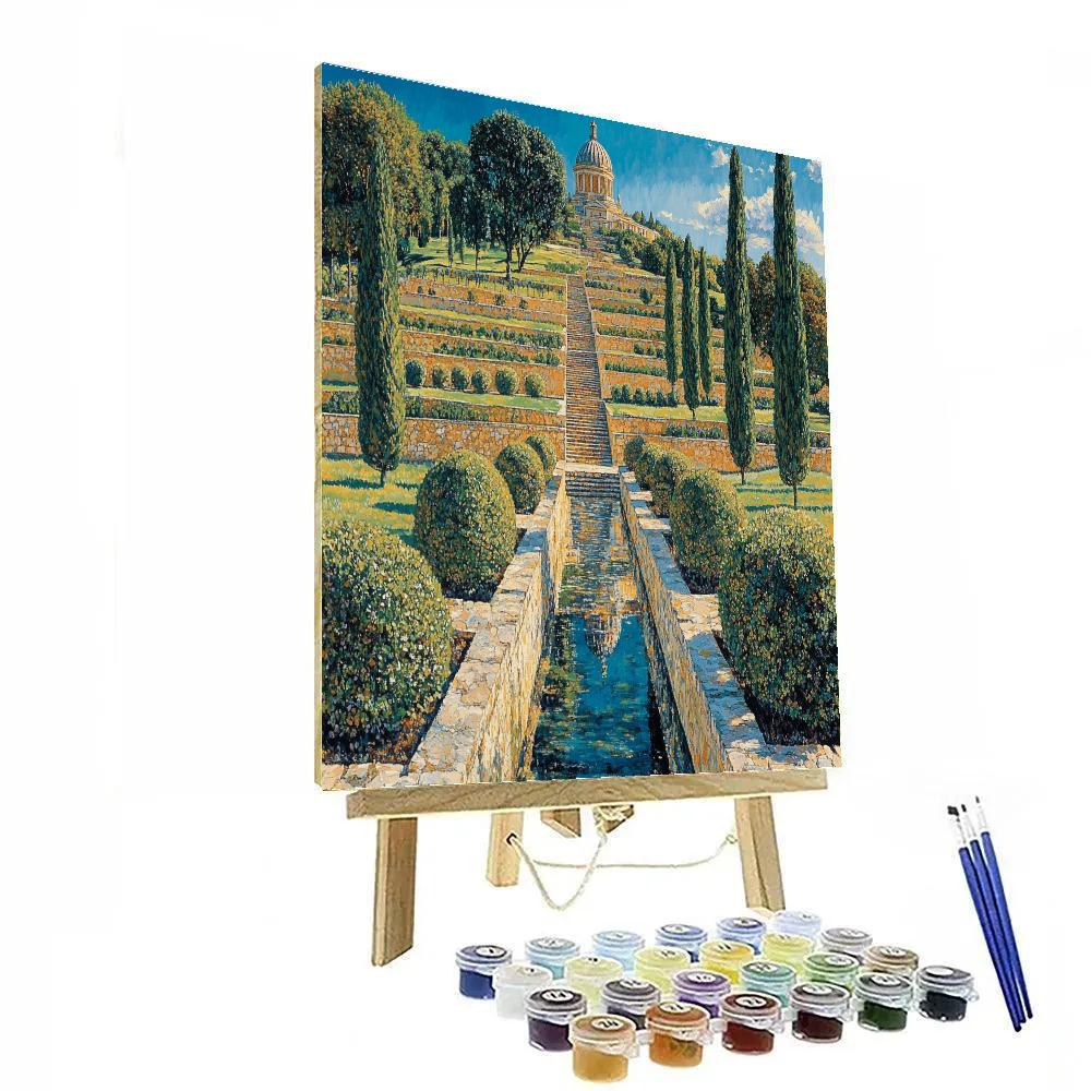 Raphael Inspired Terraced Gardens With Distant Domed Temple paint by numbers