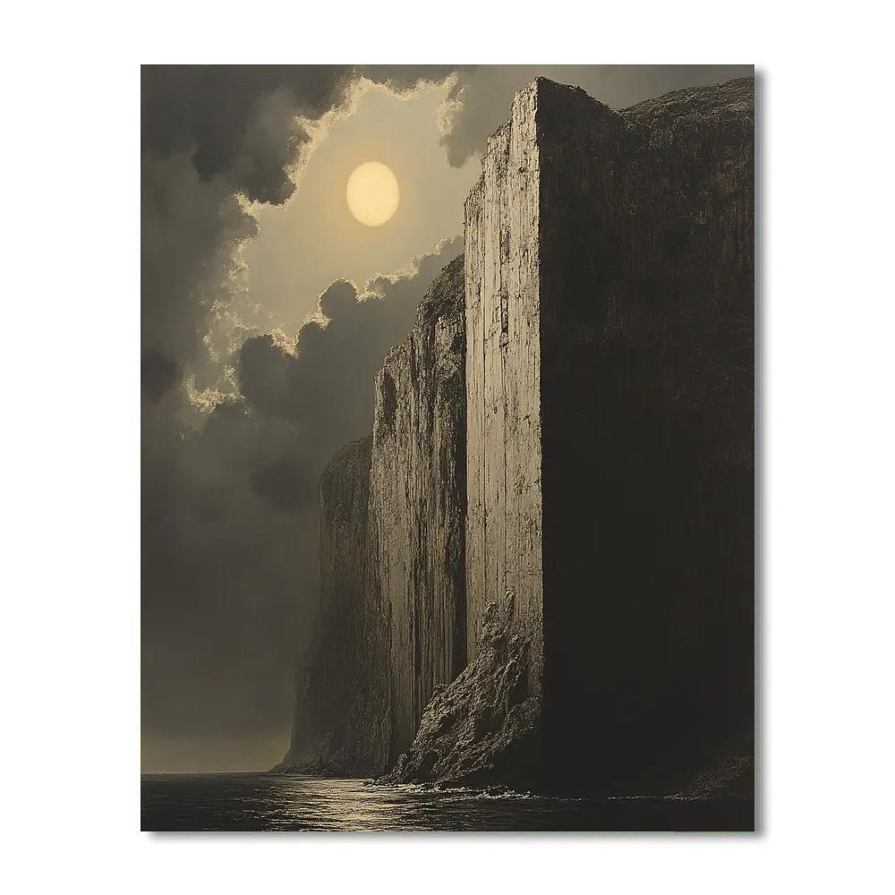 Francisco Goya Inspired Eclipse Over Crumbling Cliff DIY paint by numbers