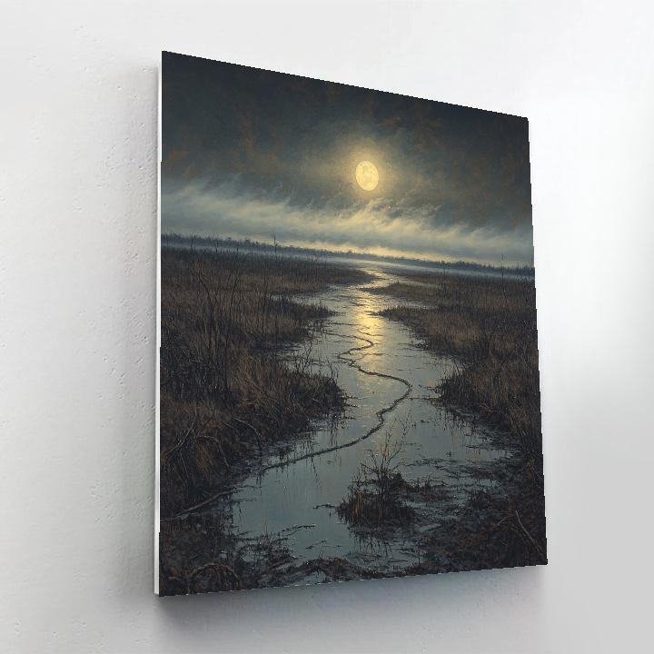 Francisco Goya Inspired Moonlit Marsh Under Rising Mist Number painting