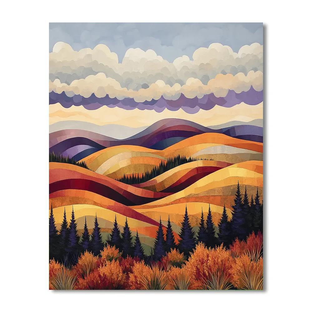 J E H MacDonald Inspired Autumn Algoma Hills Under Sweeping Clouds Paint by numbers art