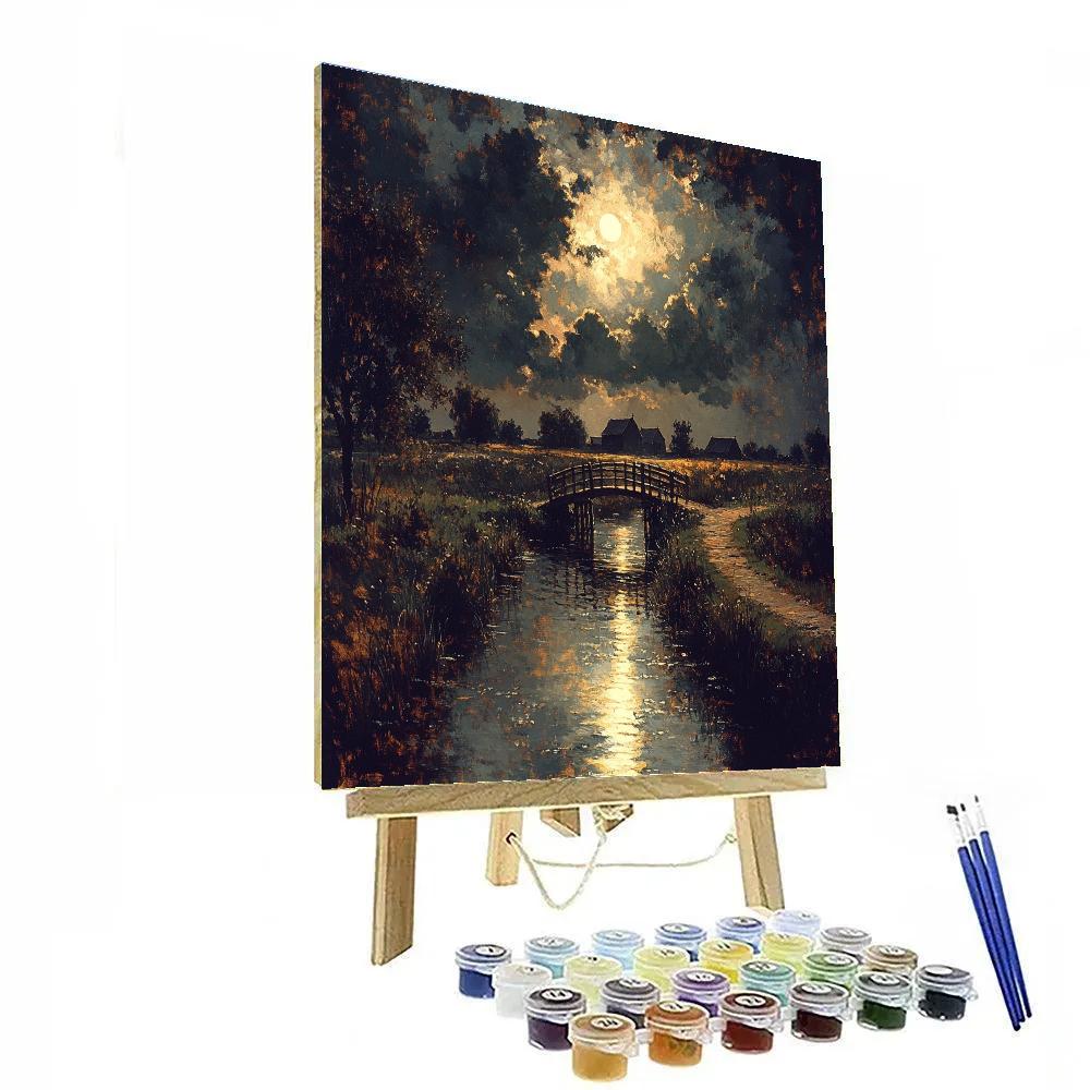 Rembrandt Inspired Moonlit Canal Beyond The Dike DIY paint by numbers