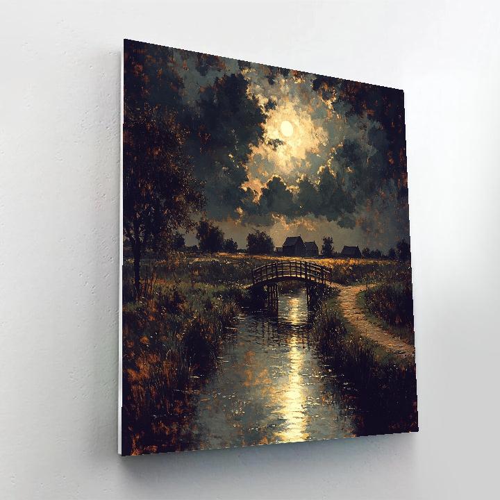 Rembrandt Inspired Moonlit Canal Beyond The Dike DIY paint by numbers