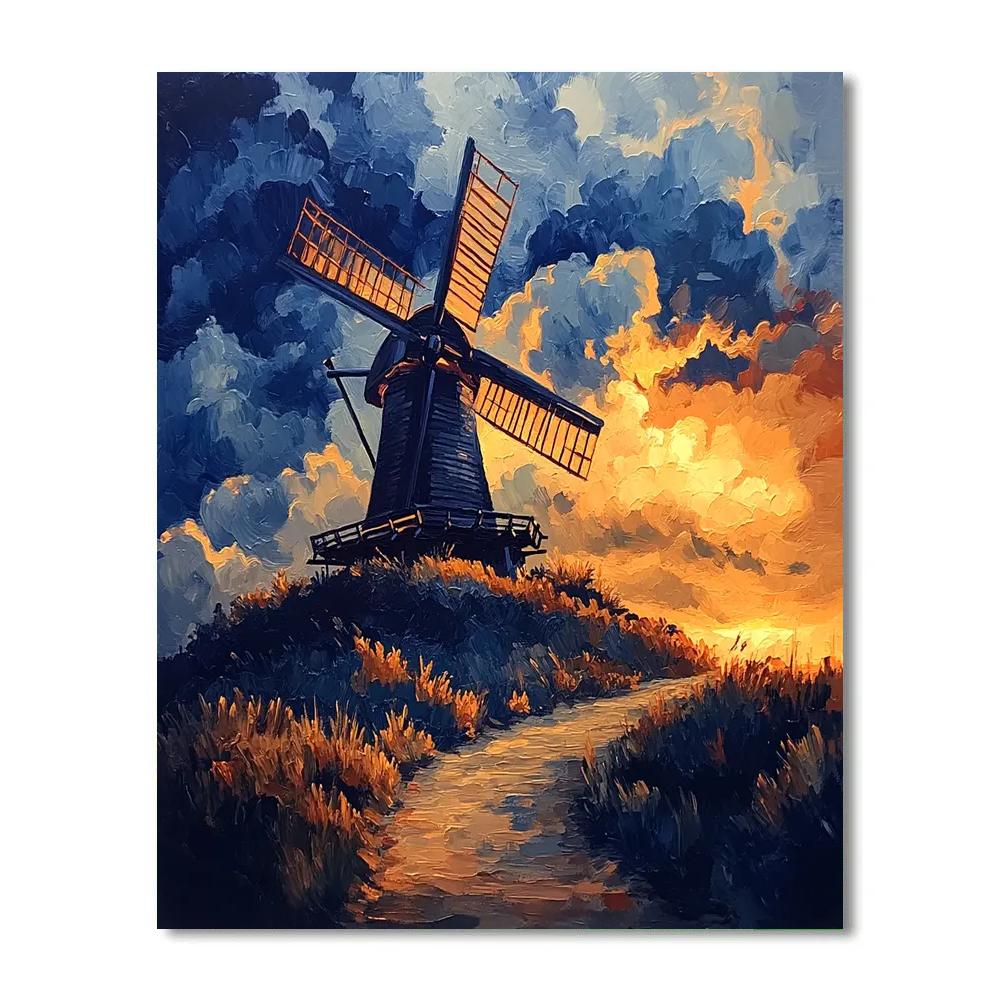 Rembrandt Inspired Windmill Hill In Approaching Storm Numbered painting kits