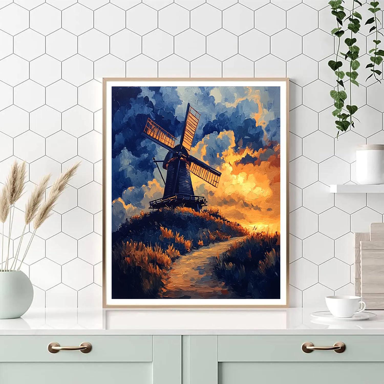 Rembrandt Inspired Windmill Hill In Approaching Storm Numbered painting kits