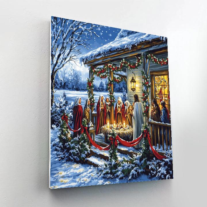 Starlit Nativity Porch Numbered painting kits