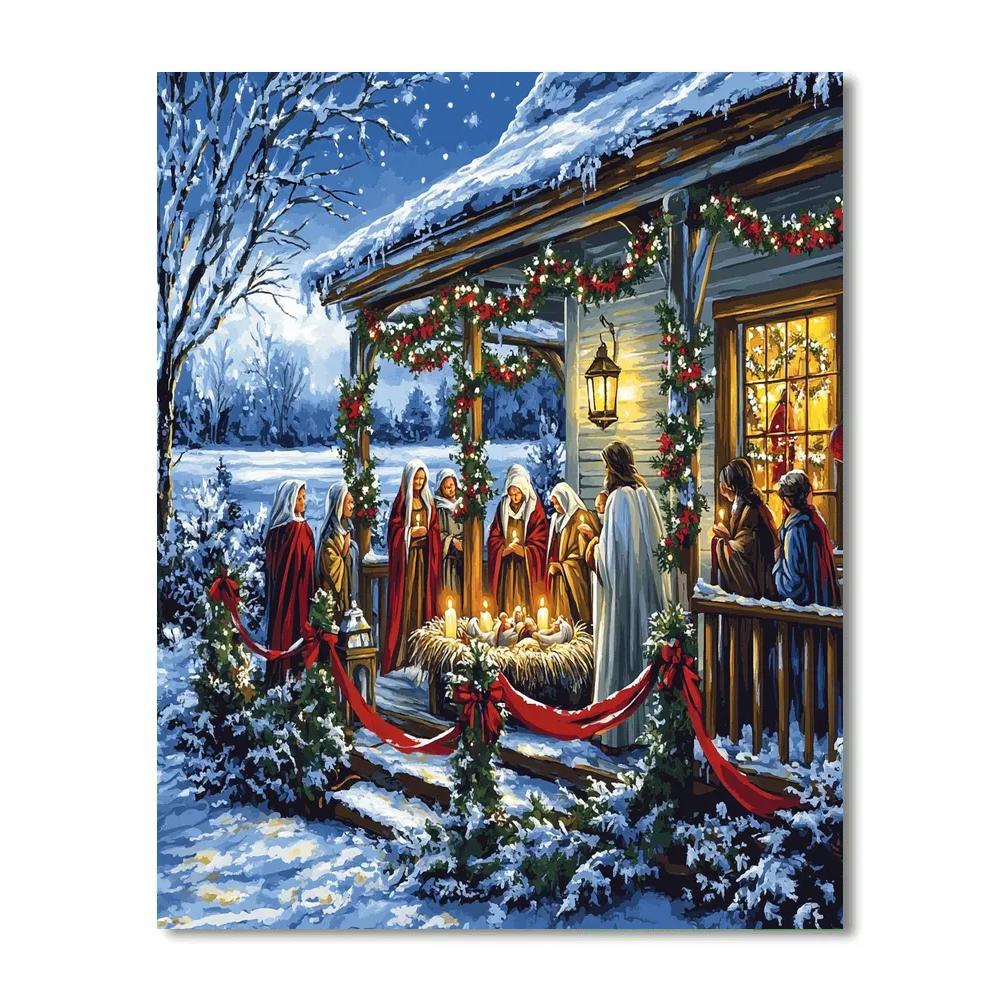 Starlit Nativity Porch Numbered painting kits