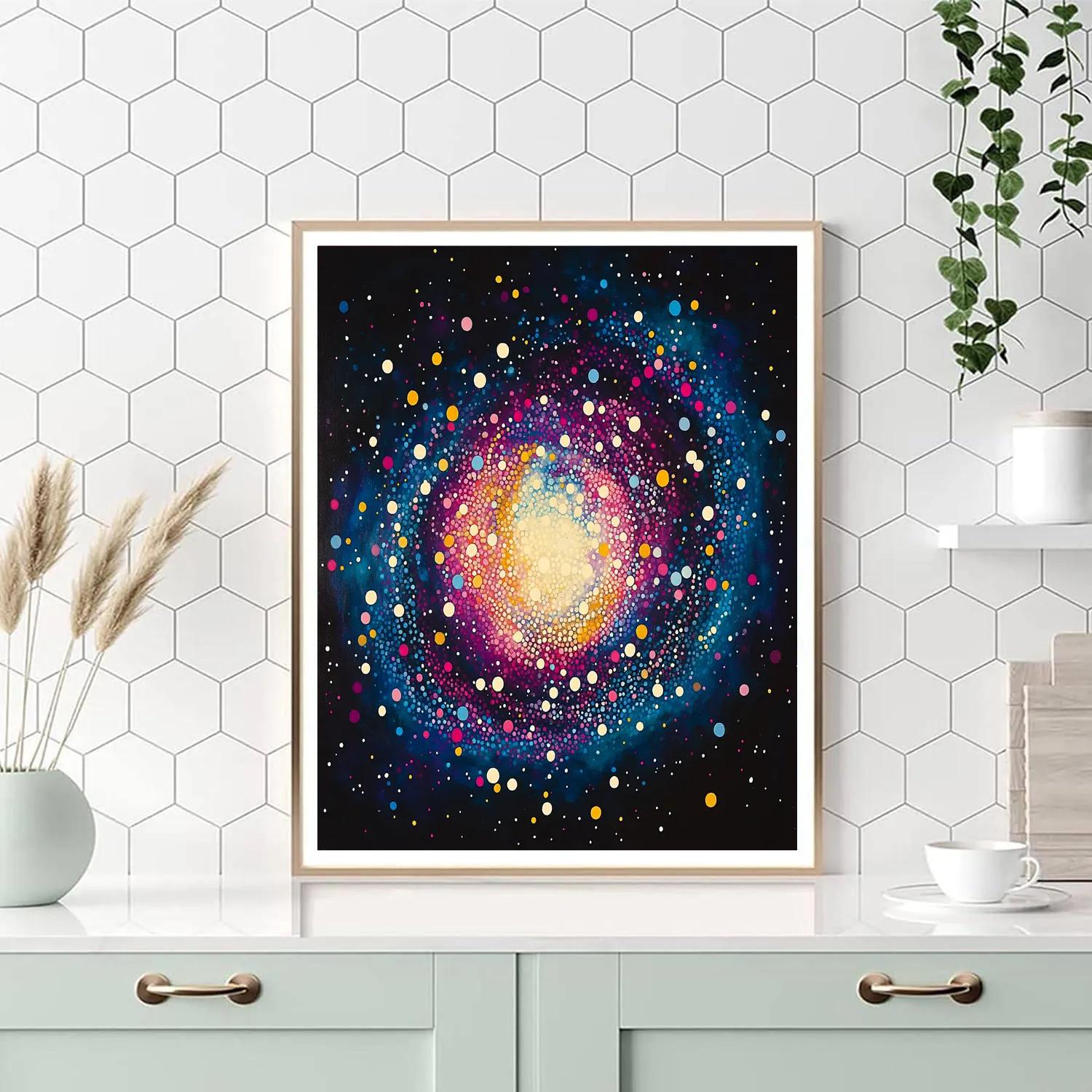 Yayoi Kusama Inspired Celestial Dot Nebula Number painting