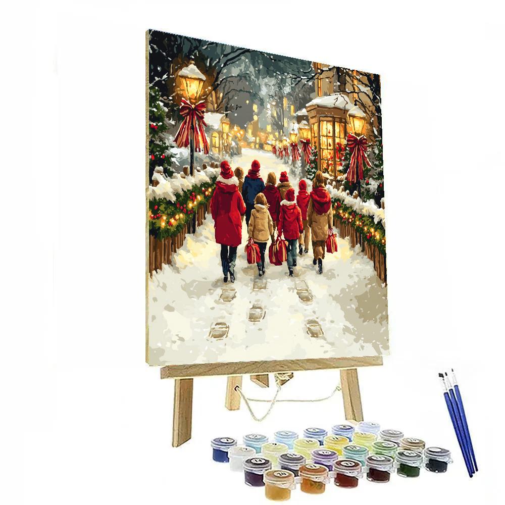 Lantern Walk On Christmas Lane Painting by numbers kit