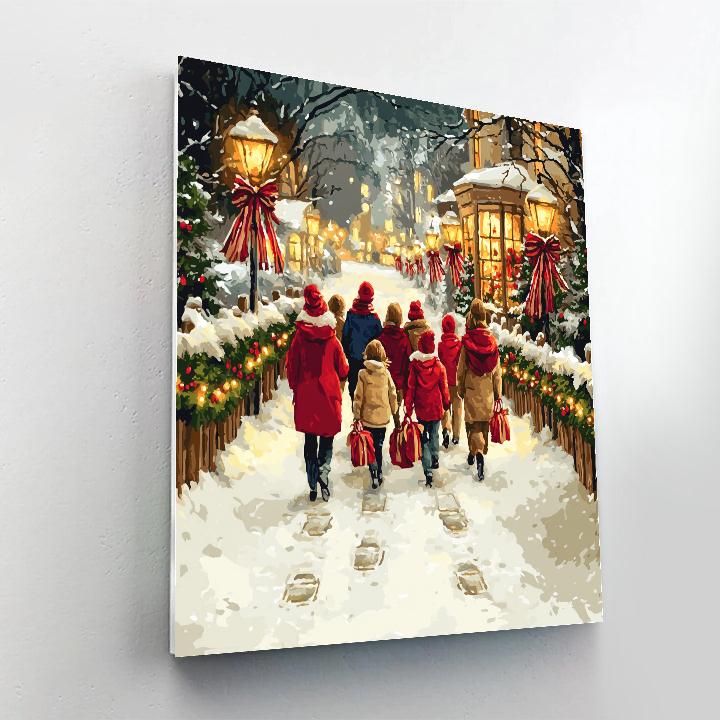 Lantern Walk On Christmas Lane Painting by numbers kit
