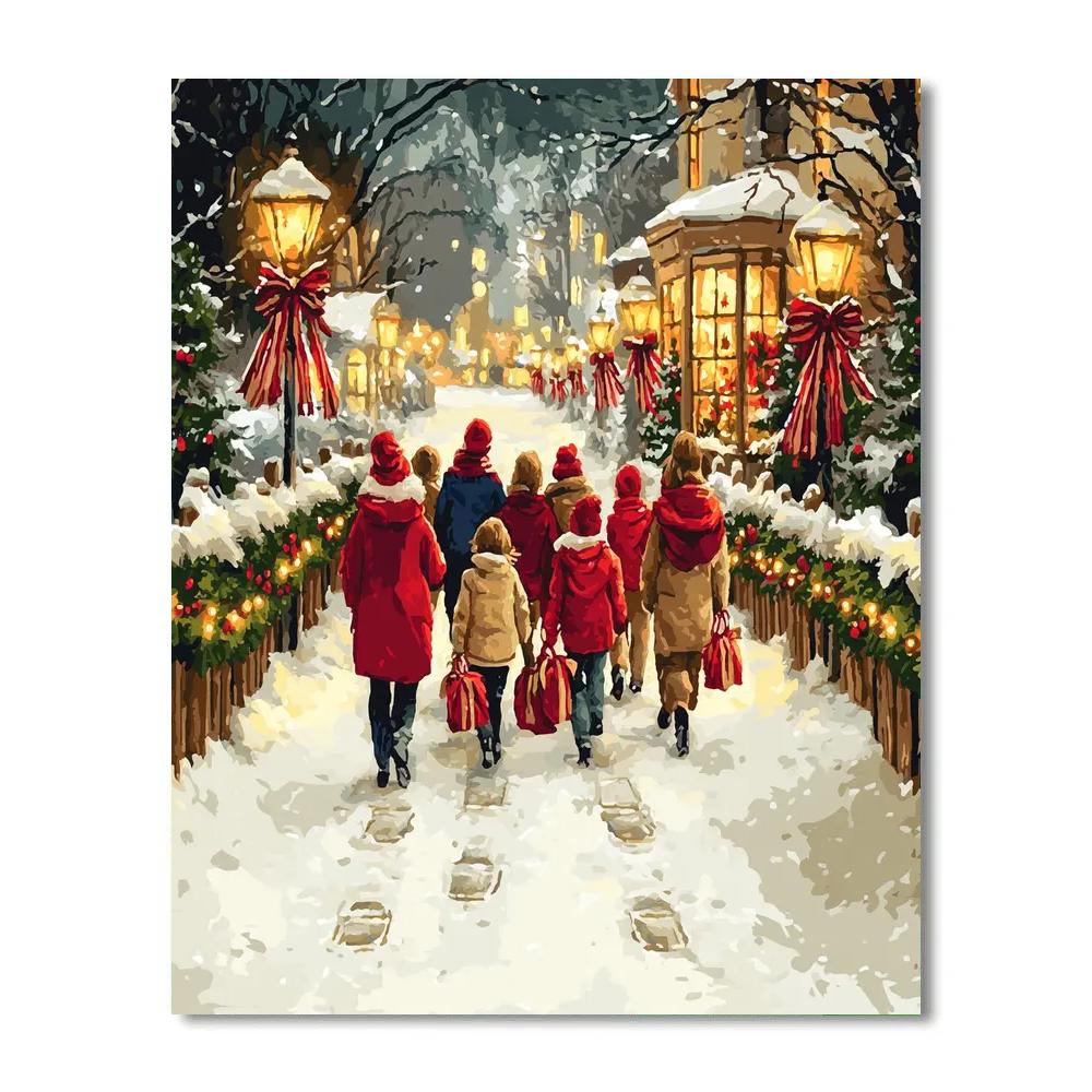 Lantern Walk On Christmas Lane Painting by numbers kit