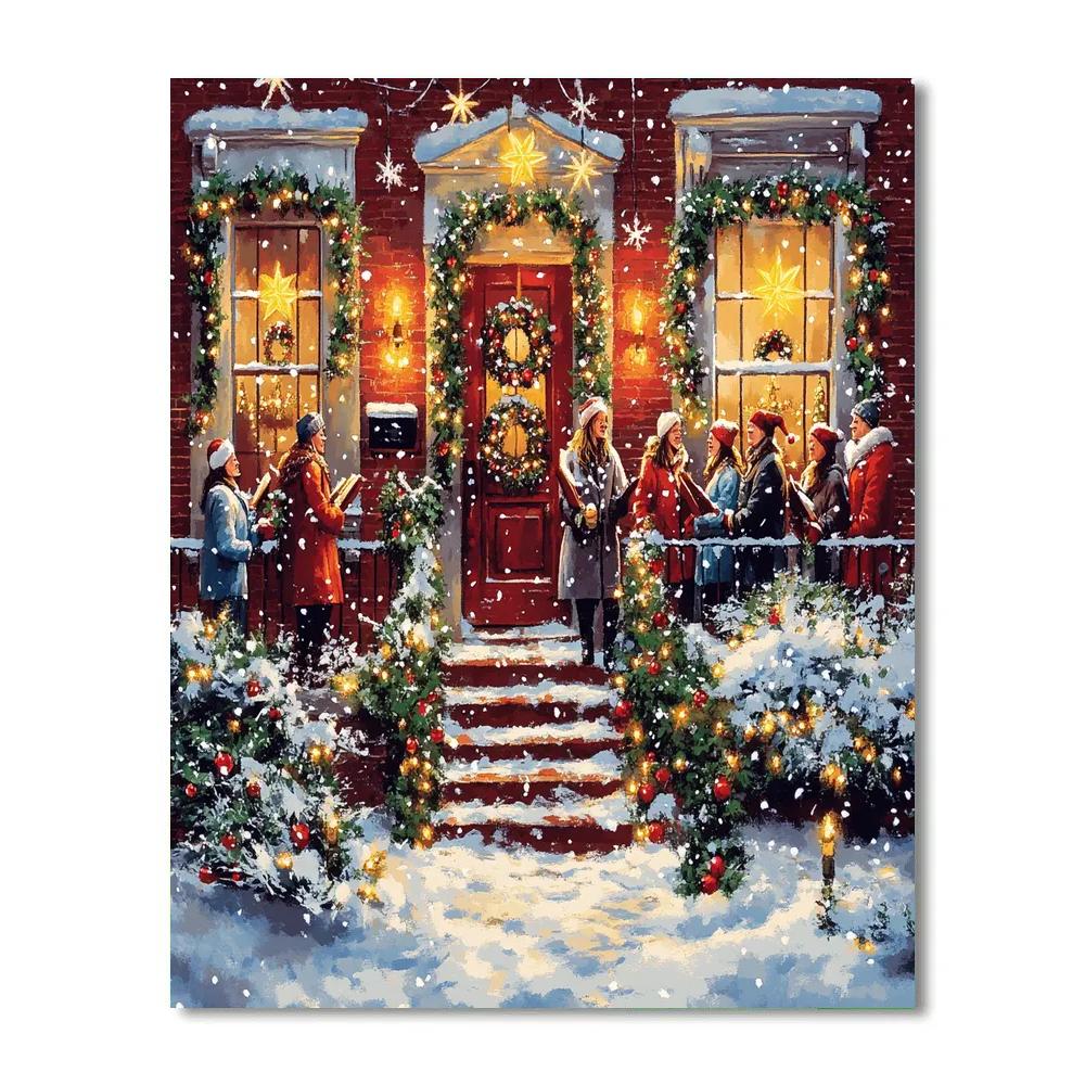 Festive Winter Window Concert painting number kit