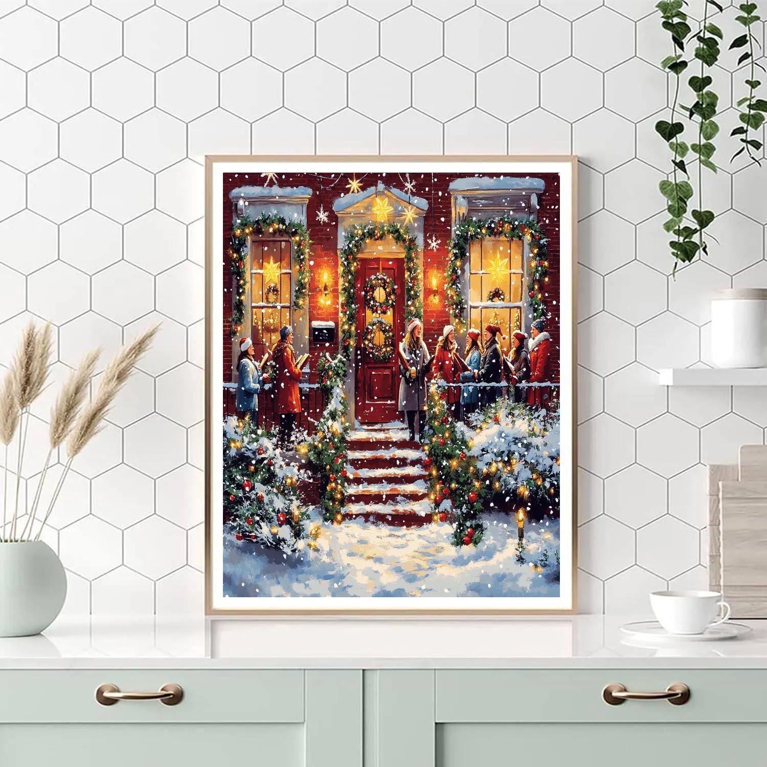 Festive Winter Window Concert painting number kit