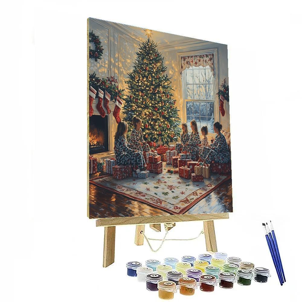Christmas Morning Gift Circle paint by numbers