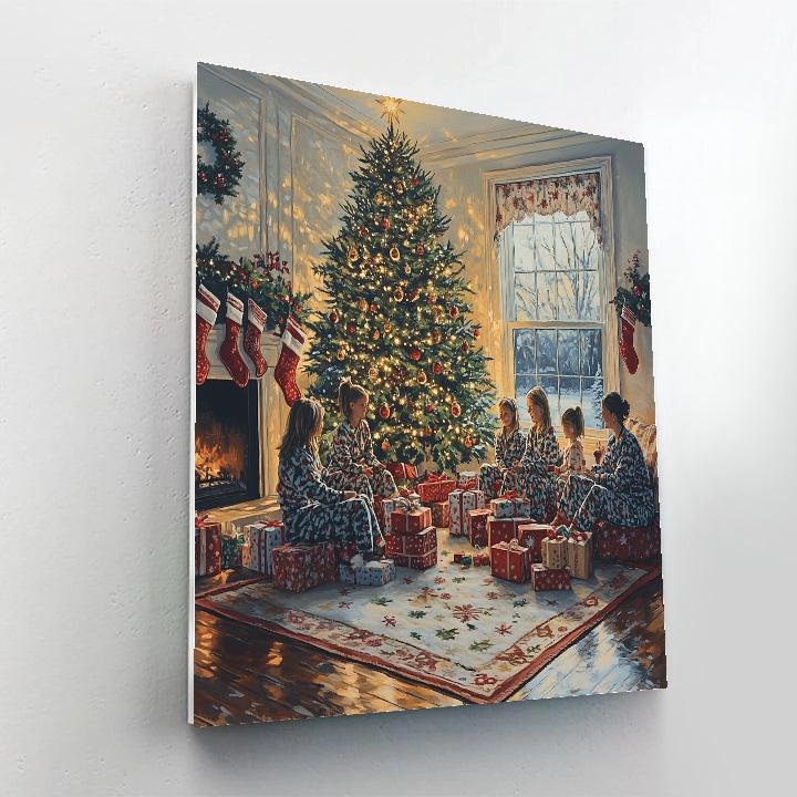 Christmas Morning Gift Circle paint by numbers