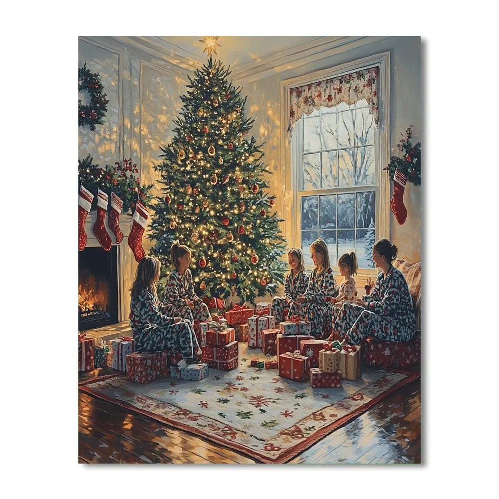 Christmas Morning Gift Circle paint by numbers