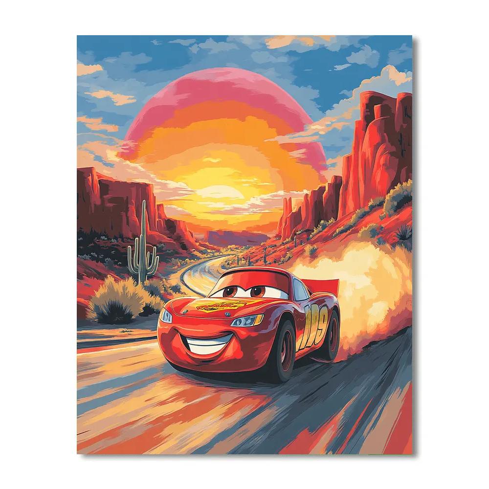 Lightning McQueen Sunset Speed Cruise Disney Inspired DIY paint by numbers