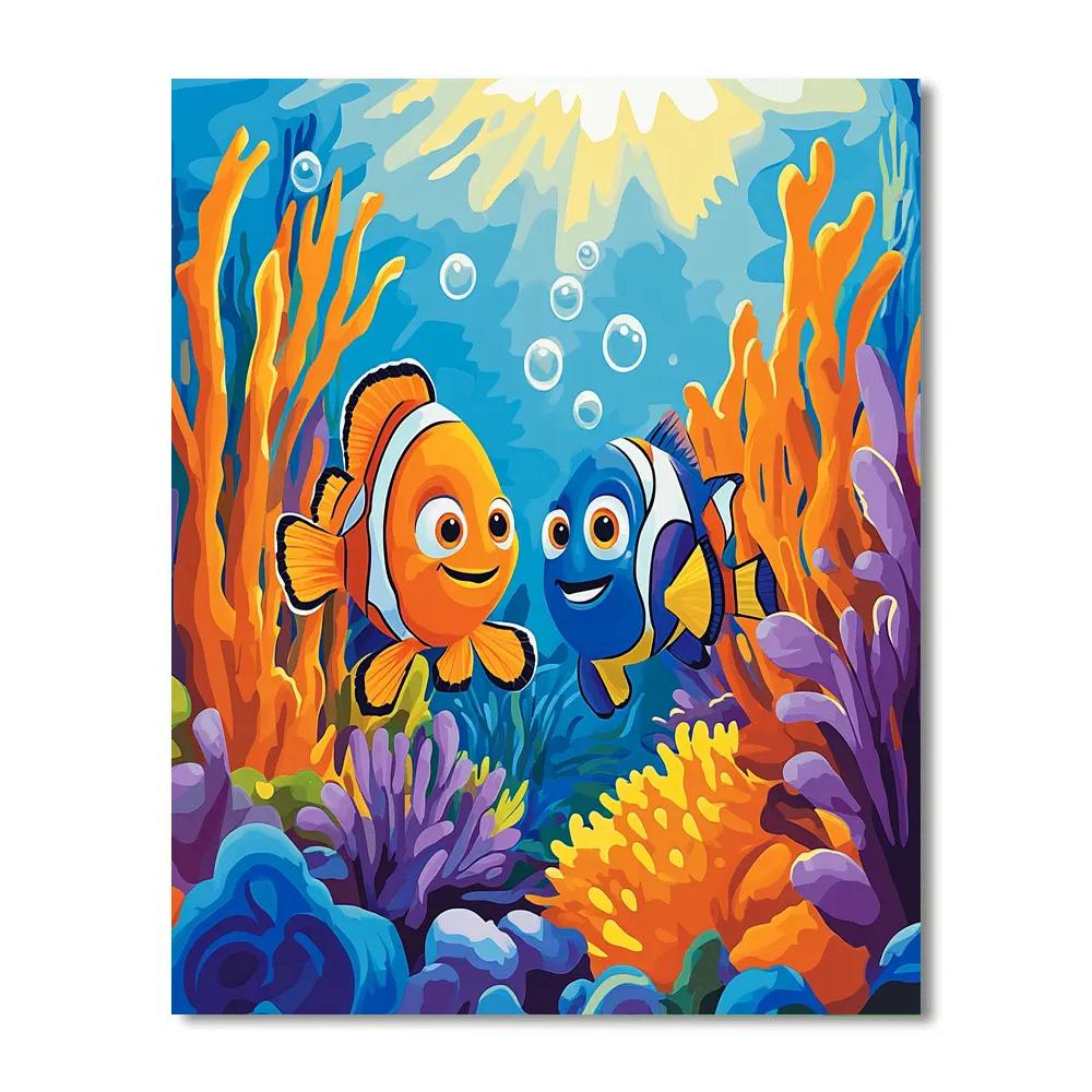 Dory And Nemo Reef Hide And Seek Disney Inspired paint by numbers