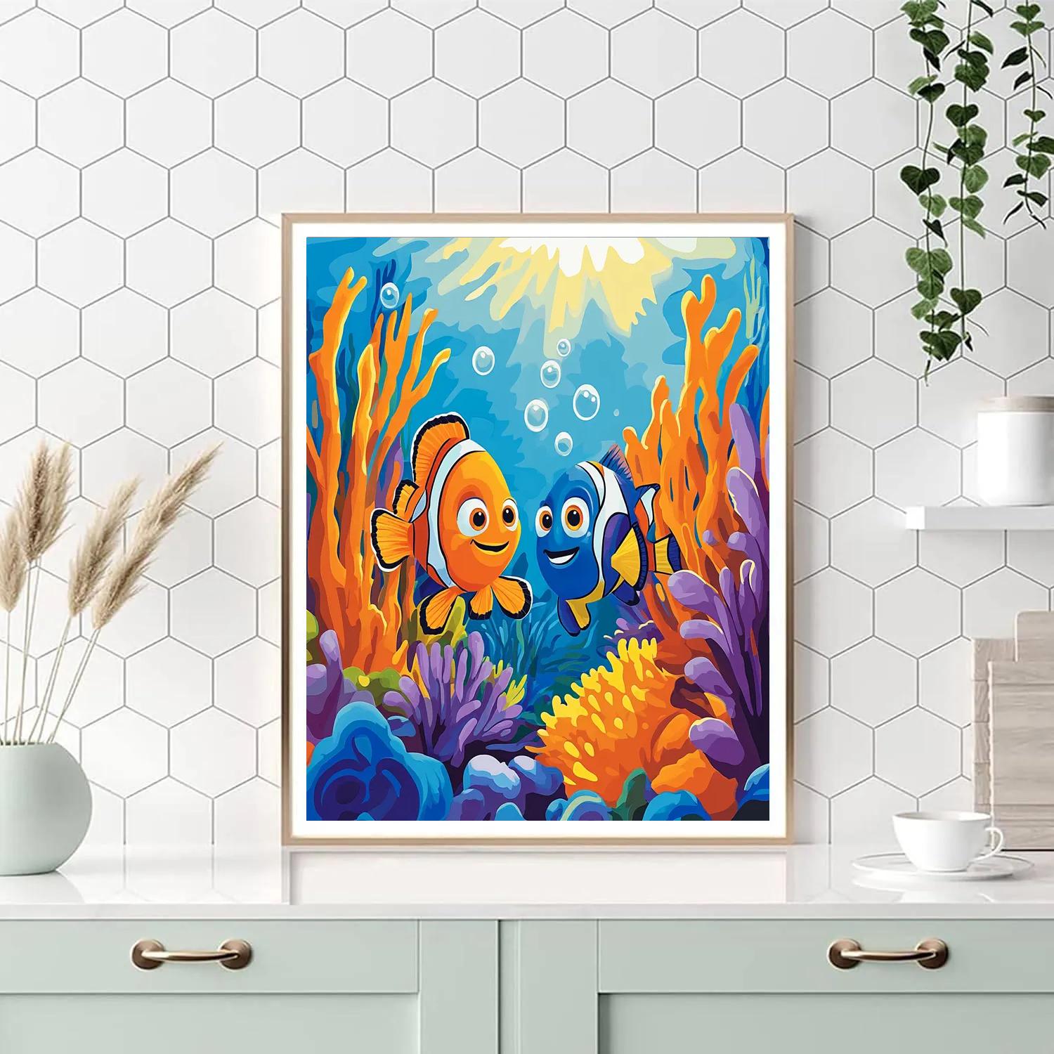 Dory And Nemo Reef Hide And Seek Disney Inspired paint by numbers