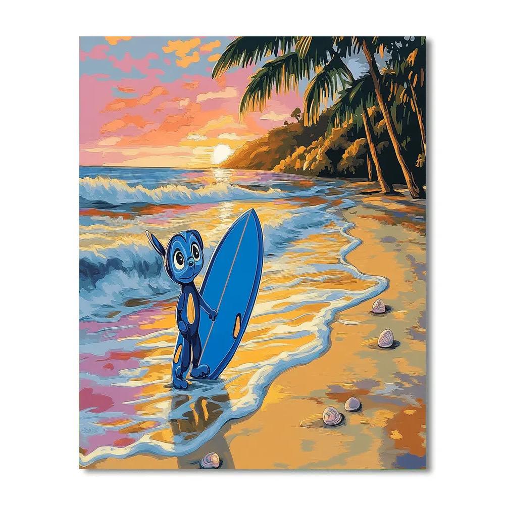 Stitch Tropical Surf Morning Disney Inspired Paint by numbers kits