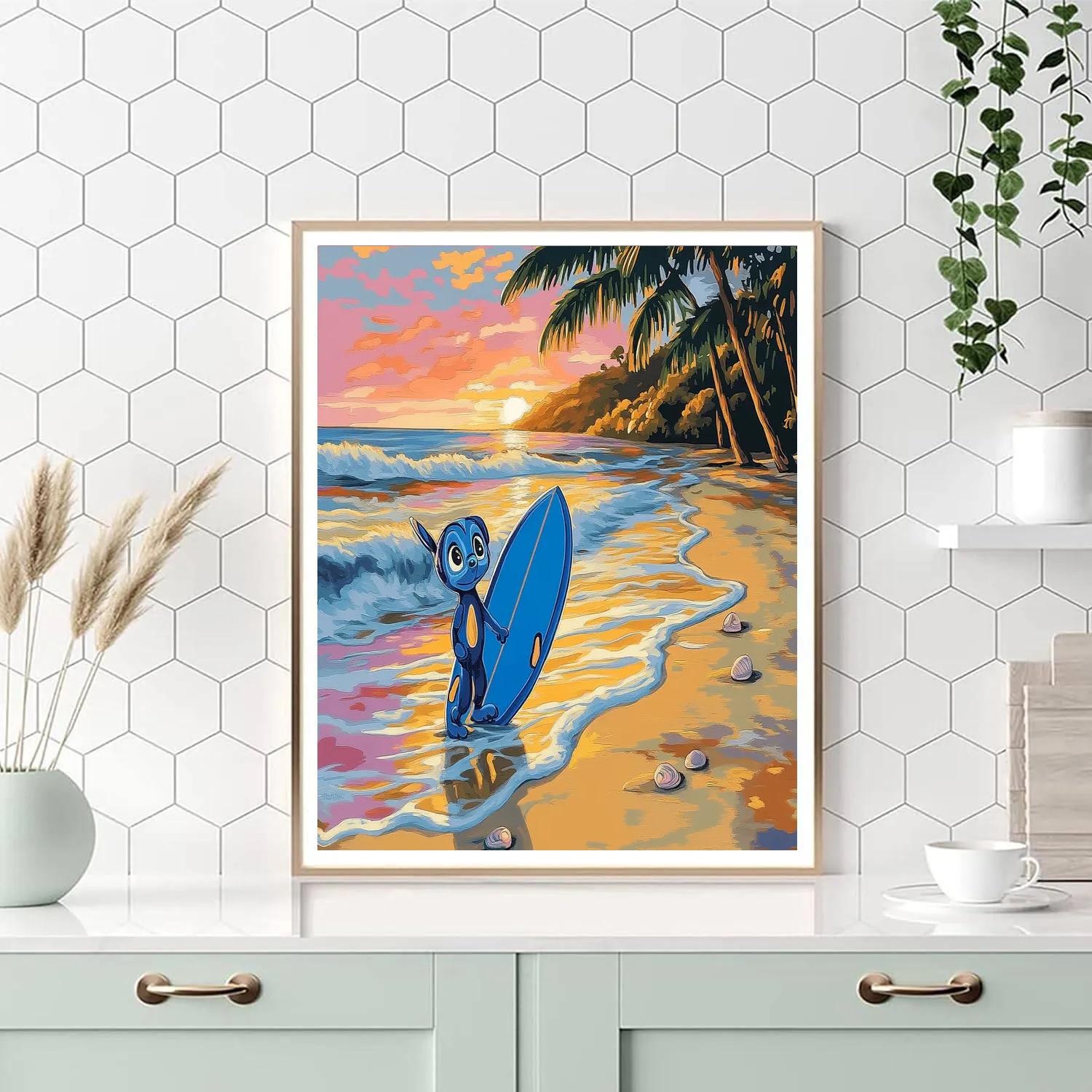 Stitch Tropical Surf Morning Disney Inspired Paint by numbers kits