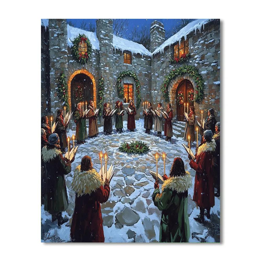 Candlelit Caroling In The Courtyard paint by numbers