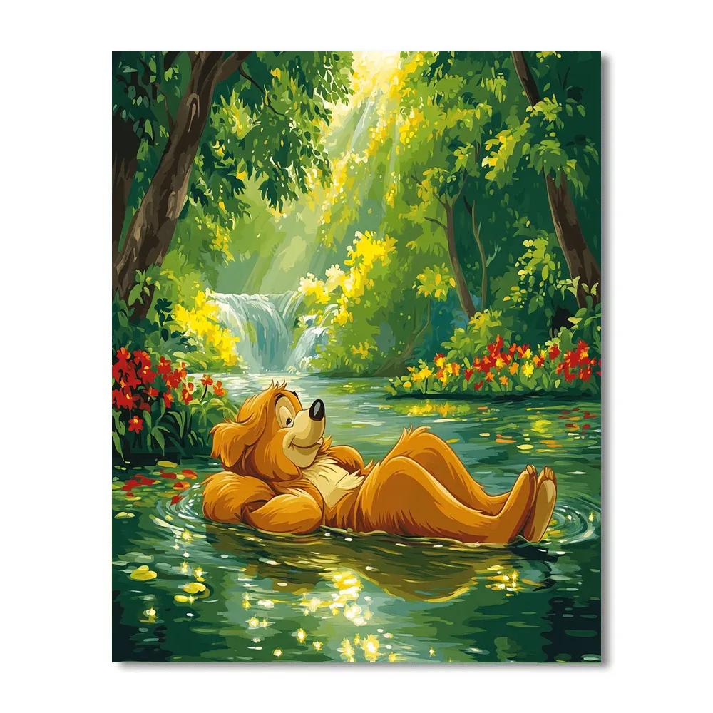 Baloo Jungle River Relaxation Disney Inspired paint by color
