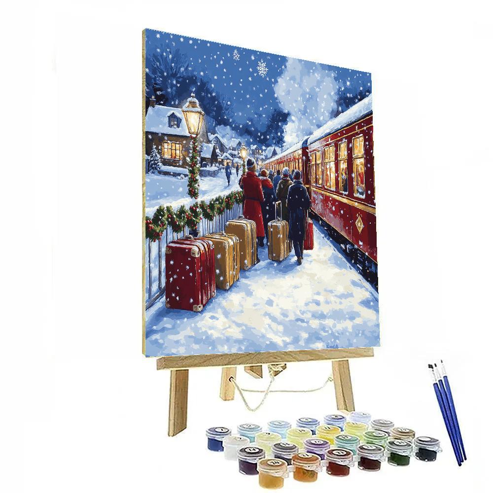 Midnight Train To Christmas Village Number painting