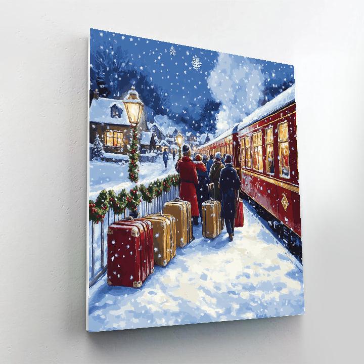 Midnight Train To Christmas Village Number painting