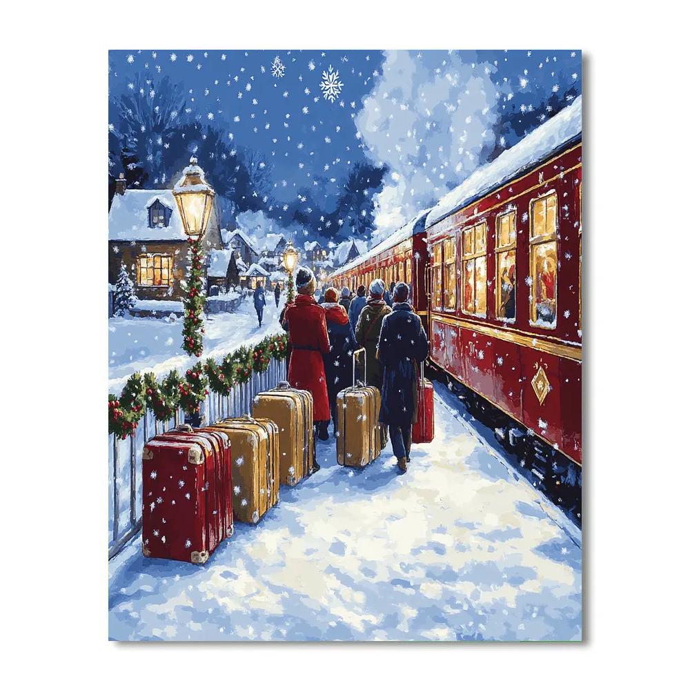 Midnight Train To Christmas Village Number painting