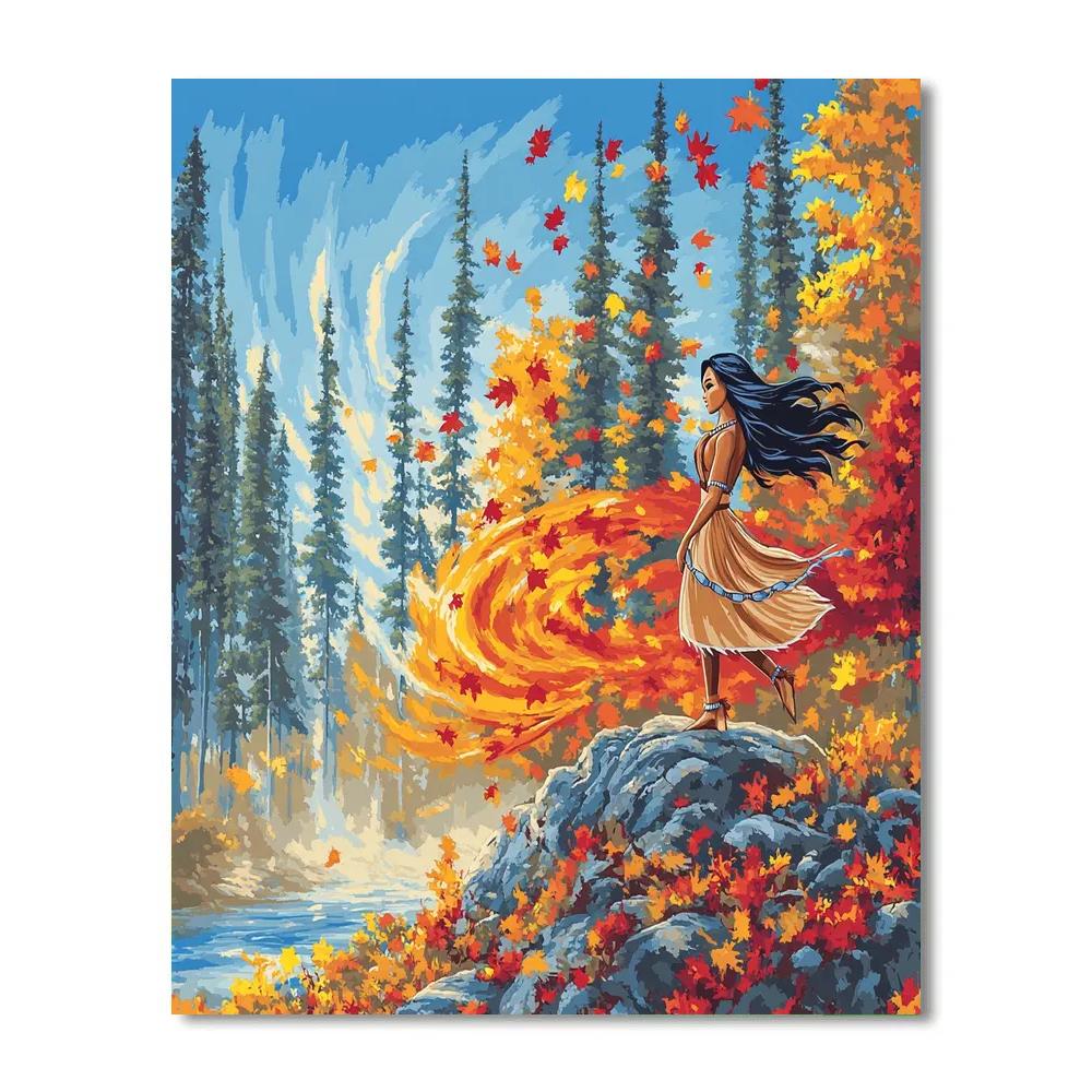 Pocahontas Autumn Forest Breeze Disney Inspired Paint by numbers art
