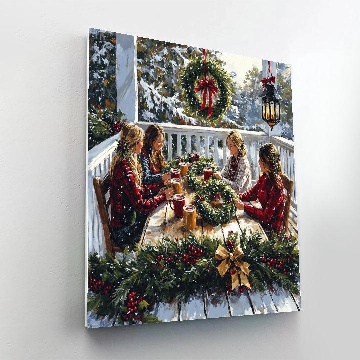 Wreath Making On The Porch Number painting