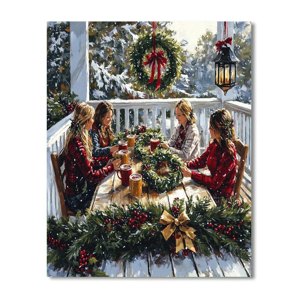 Wreath Making On The Porch Number painting