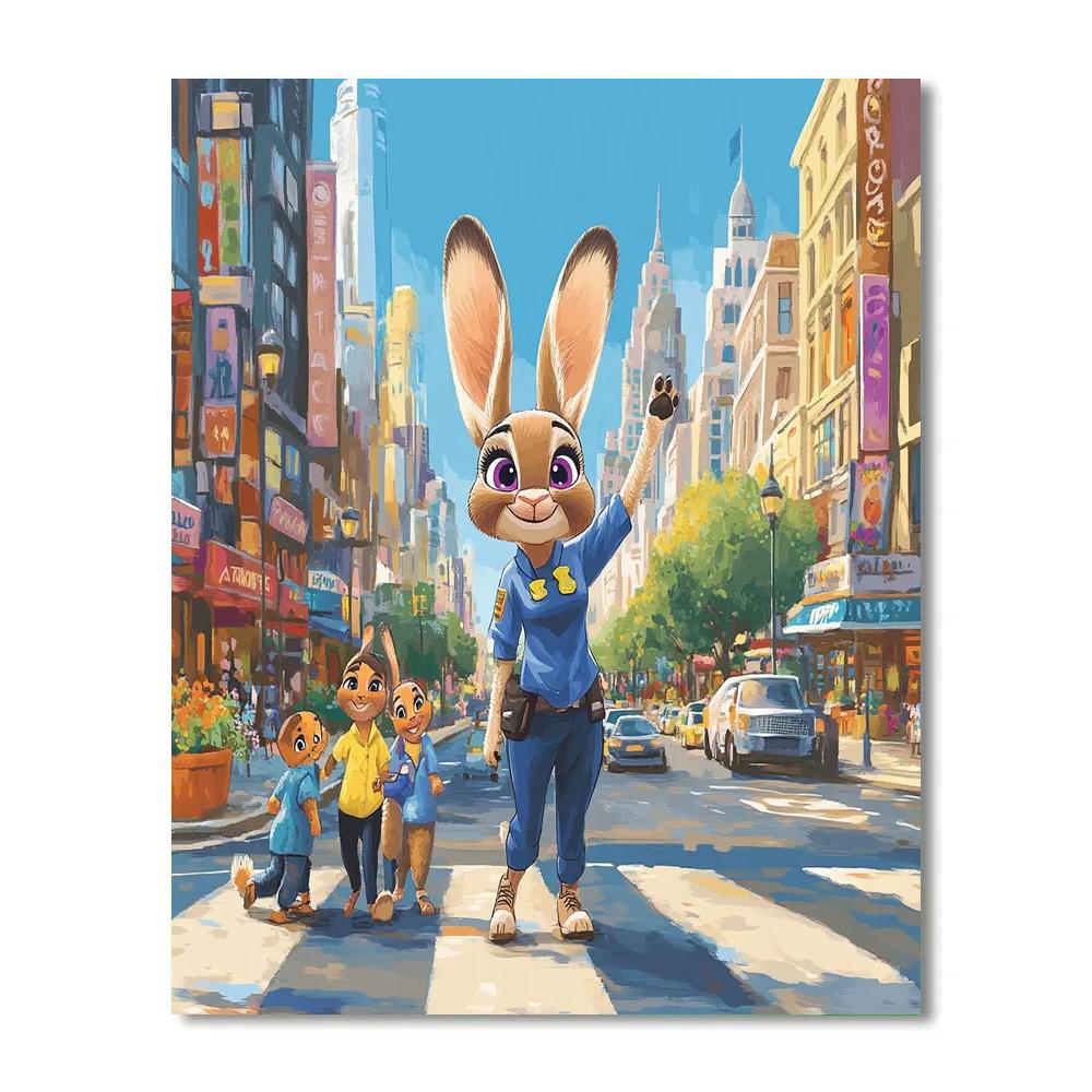 Judy Hopps City Crosswalk Patrol Disney Inspired DIY paint by numbers