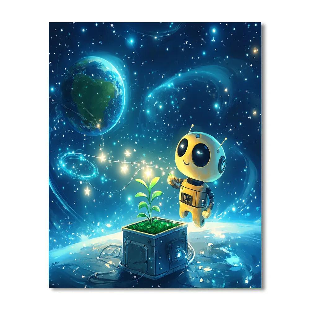 Wall E And Eve Starry Space Garden Disney Inspired Numbered painting kits