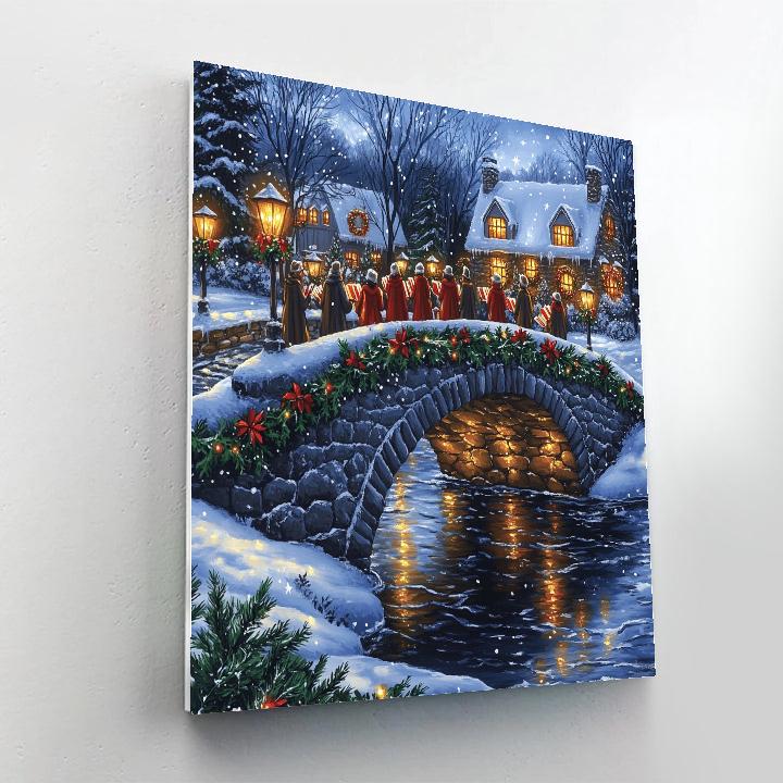 Carolers At The Candlelit Bridge DIY paint by numbers