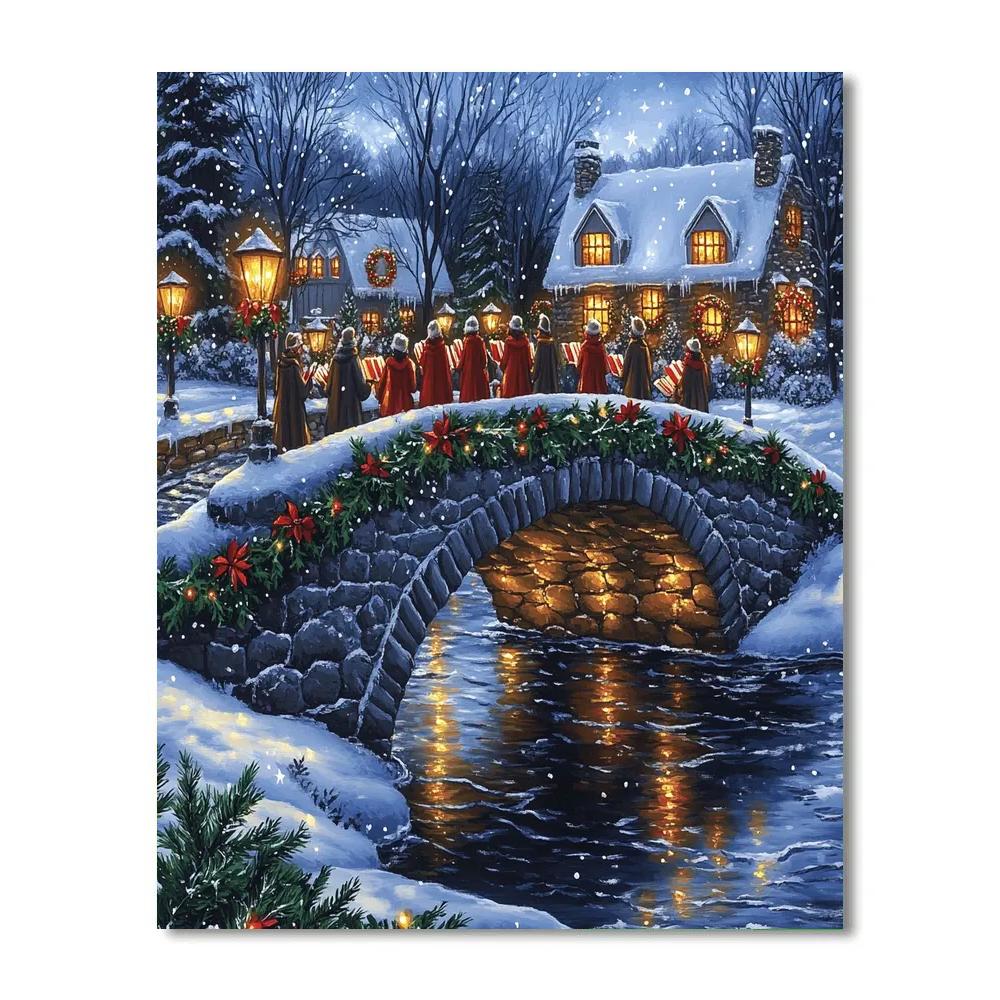 Carolers At The Candlelit Bridge DIY paint by numbers