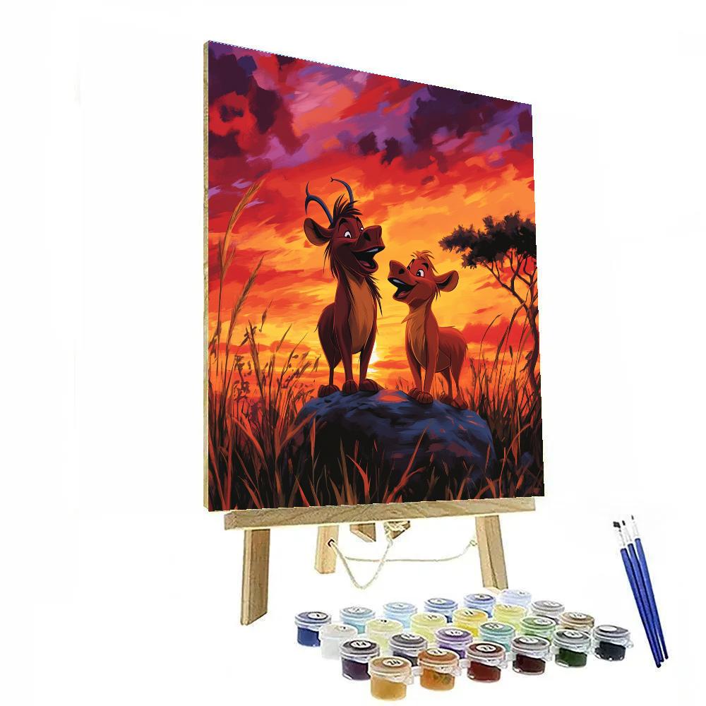 Pumbaa And Timon Savannah Sunset Song Disney Inspired Painting by numbers kit