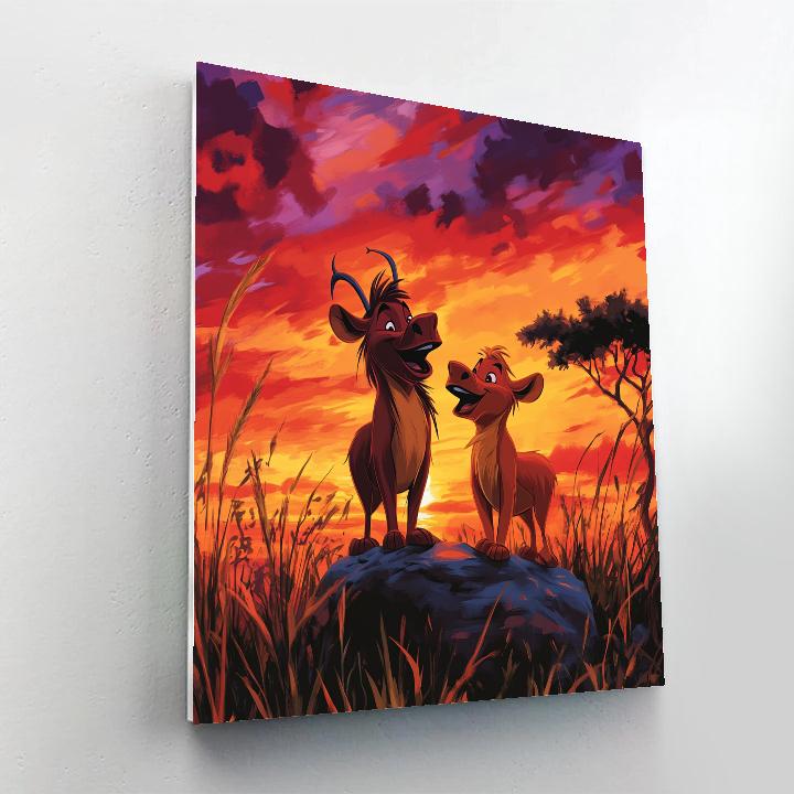 Pumbaa And Timon Savannah Sunset Song Disney Inspired Painting by numbers kit